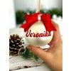 Vánoční koule bílá se jménem  8 cm