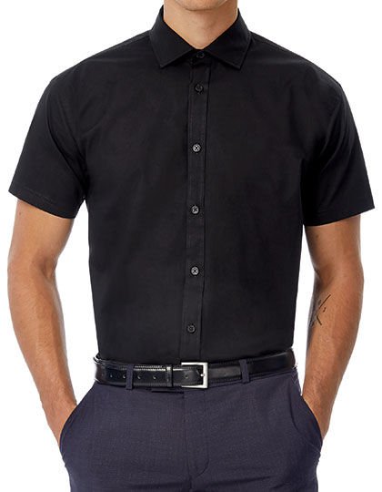Poplin Shirt Black Tie Short Sleeve / Men  G_BCSMP22