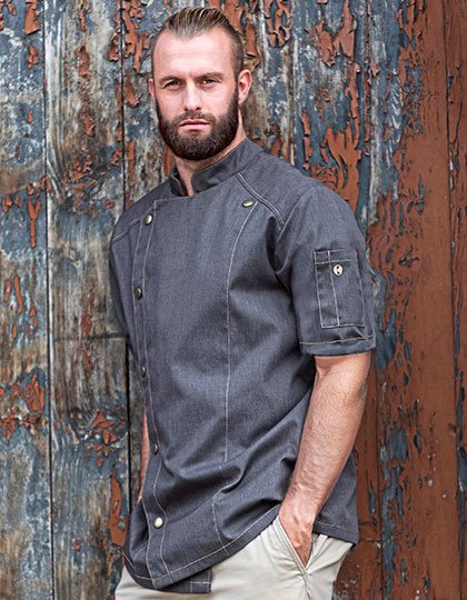 Chef's Jacket Jeans Style s krátkým rukávem (Barva Vintage Black (ca. Pantone Cool Grey11C), Velikost 46)