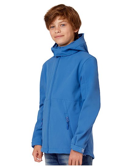 Dětská softshellová bunda s kapucí (Barva Azure, Velikost 5/6 (110/116))
