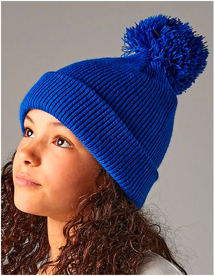 Junior Reflexní Bobble Beanie (Barva Bright Red, Velikost One Size)