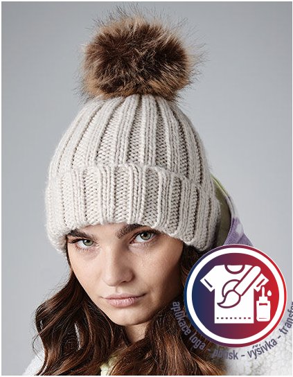 Fur Pop Pom Chunky Beanie  G_CB412