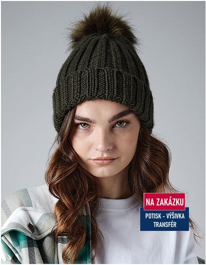 Verbier Fur Pop Pom Chunky Beanie  G_CB413