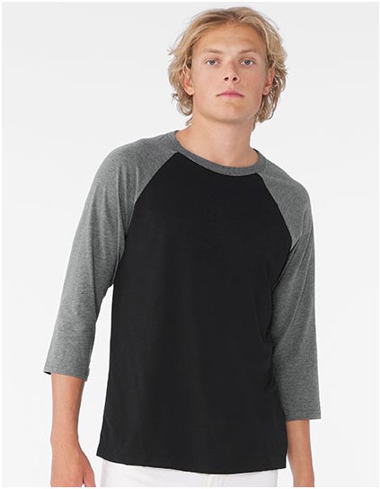 Unisex baseballové tričko s 3/4 rukávem (Barva Black, Velikost XS)