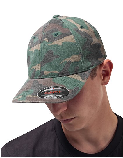 Čepice Flexfit Garmet Washed Camo čepice (Barva Green Camo, Velikost S/M)