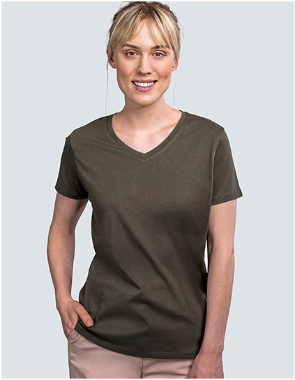 Dámská luxusní trička s výstřihem do V (Barva Black, Velikost XS)
