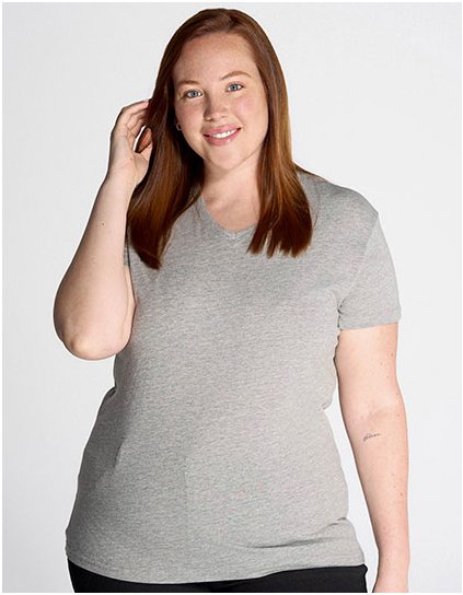 Dámské tričko Curves s výstřihem do V (Barva White, Velikost S)
