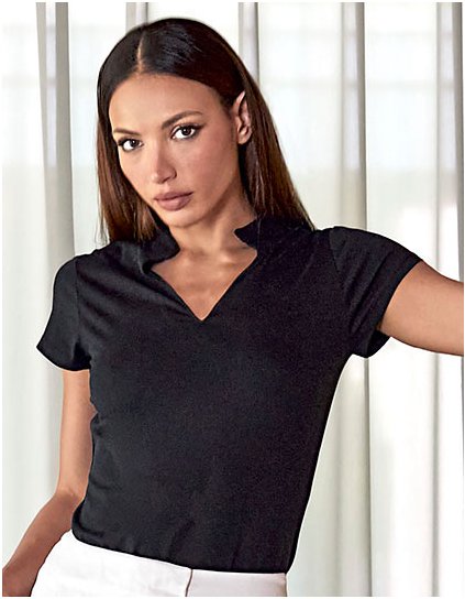 Dámské  top s mandarinkovým límcem Regular Fit (Barva Black, Velikost XS/S (8-10))