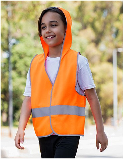 Dětská Hi-Vis bezpečnostní vesta a s kapucí Odense (Barva Signal Orange, Velikost XS (3-6 years))