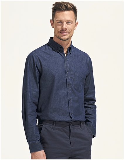 Pánská džínová košile Barry (Barva Denim Brut, Velikost S)
