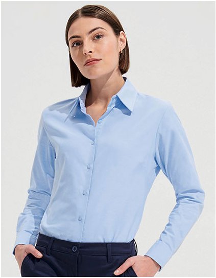 Dámská Oxford-Blouse Embassy s dlouhým rukávem (Barva Sky Blue, Velikost XS)