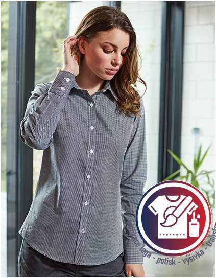 Ladies` Microcheck (Gingham) Long Sleeve Shirt  G_PW320