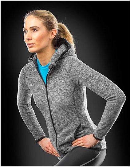 Dámská mikina s kapucí z mikrofleece (Barva Marl Grey, Velikost XS)