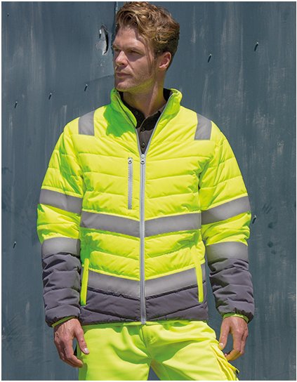 Pánská měkce polstrovaná bezpečnostní bunda (Barva Fluorescent Yellow, Velikost S)