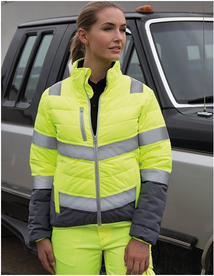 Dámská měkce polstrovaná bezpečnostní bunda (Barva Fluorescent Orange, Velikost XS)