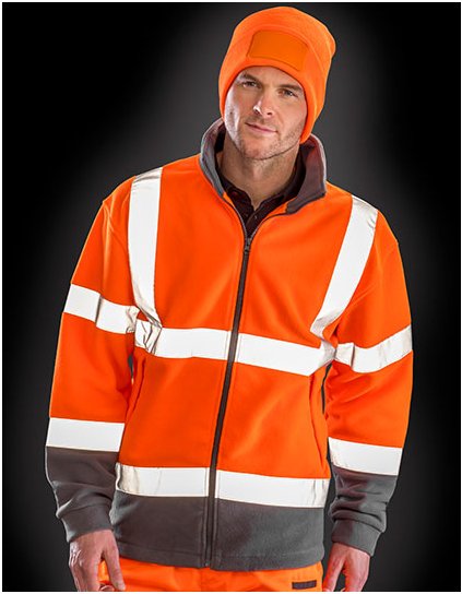 Bezpečnostní mikrofleecová bunda (Barva Fluorescent Orange, Velikost S)