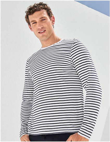 Unisex pruhované tričko s dlouhým rukávem (Barva White, Velikost XXS)