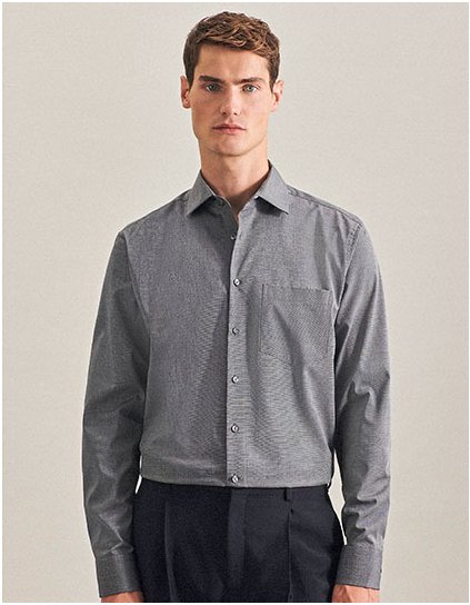 Pánská košile Regular Fit s dlouhým rukávem (Barva Black, Velikost 38)