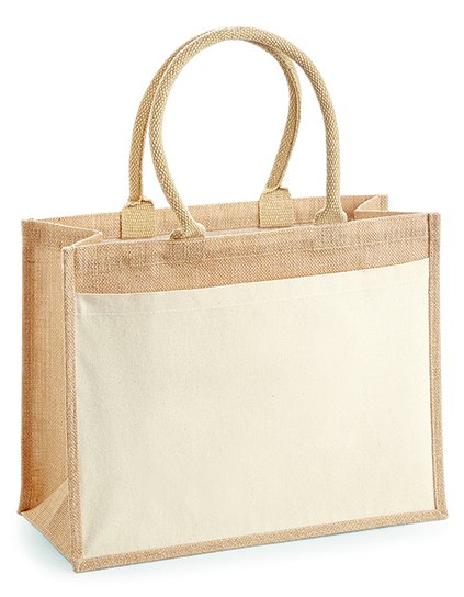 Cotton Pocket Jute nákupní taška (Barva Natural, Velikost 42 x 33 x 19 cm)