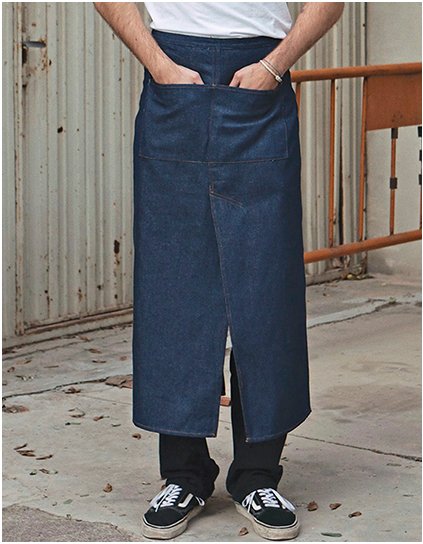 Jeans Bistro Zástěra S Splitem (Barva Denim, Velikost 100 x 100 cm)