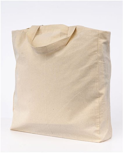 Bavlněná taška s bočním skládacím krátkým držadlem (Barva Natural, Velikost approx. 38 x 42 x 10 cm)