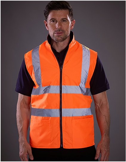 Oboustranný fleece bodywarmer (Barva Hi-Vis Orange, Velikost S)
