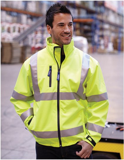 Softshellová bunda Hi-Vis 2 Bands & Braces (Barva Hi-Vis Orange, Velikost S)