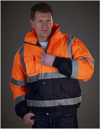 Hi-Vis dvoubarevná bombardovací bunda (Barva Hi-Vis Orange, Velikost S)
