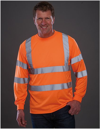 Hi-Vis tričko s dlouhým rukávem (Barva Hi-Vis Orange, Velikost S)