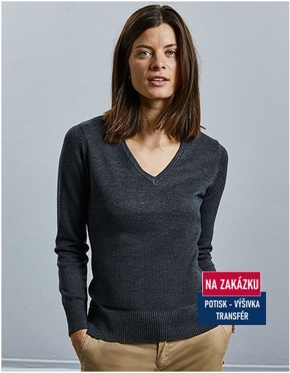 Ladies` V-Neck Knitted Pullover  G_Z710F