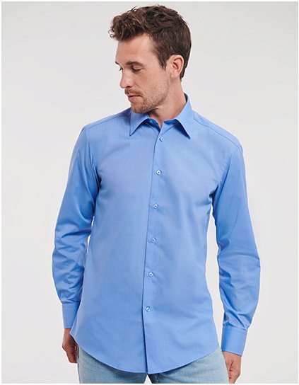 Pánská popelínová košile L/S Poly-Cotton Easy Care (Barva Black, Velikost S (37/38))