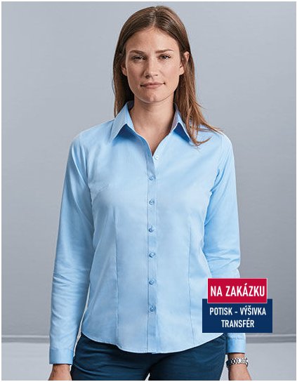 Ladies` Long Sleeve Tailored Herringbone Shirt  G_Z962F