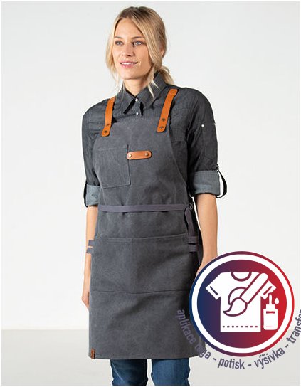 Bib Apron Canvas with decorative label  G_EX285