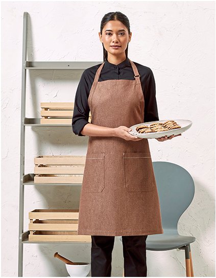 Fairtrade zástěra na bryndáček z bio džínoviny (Barva Brown Denim (ca. Pantone 4705C), Velikost 80 x 72 cm)