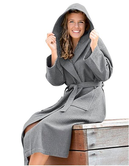 Robezz® Waffle župan s kapucí (Barva Black, Velikost XS)