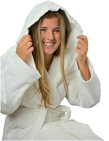 DeLuxe Velurový župan s kapucí (Barva True White, Velikost XS)