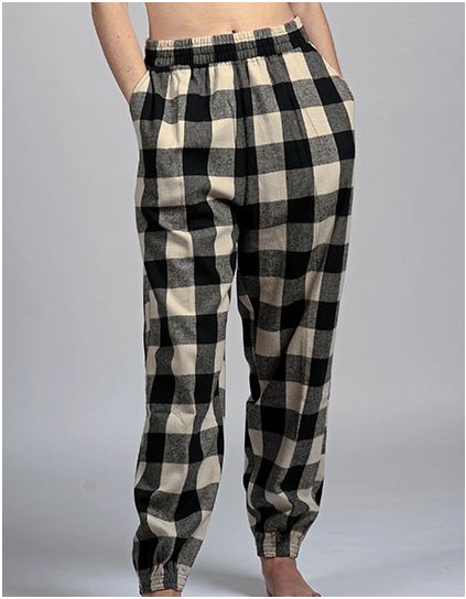 Flanelové kalhoty Jogger (Barva Blue - White (Checked), Velikost S)