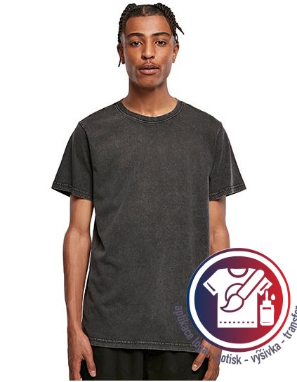 Acid Washed Round Neck Tee  G_BY190