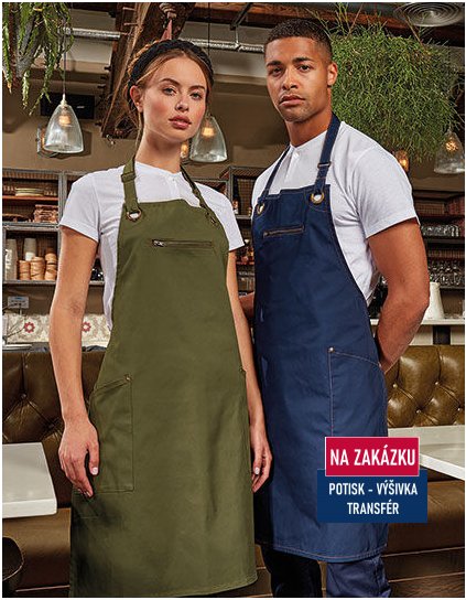 'Barley' Contrast Stitch Sustainable Bib Apron  G_PW121