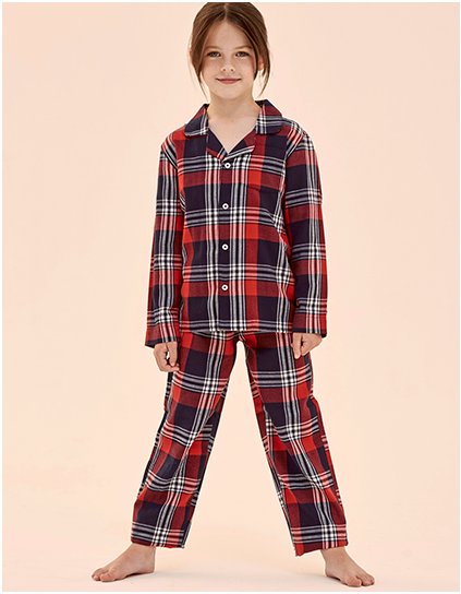 Sada dětských tartanových salonků (Barva Red-Navy Check, Velikost 5/6 years)