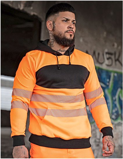 EOS Hi-Vis pracovní oděv s kapucí s potiskem (Barva Signal Orange, Velikost S)