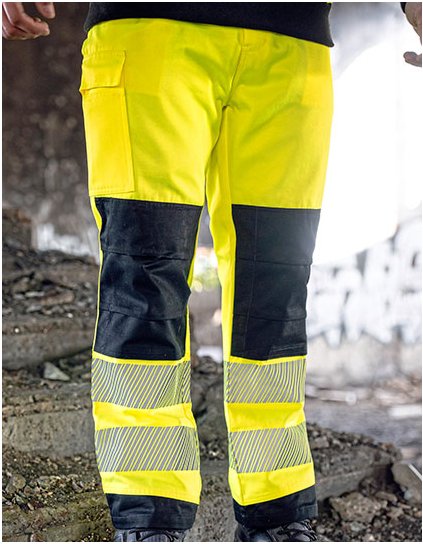 EOS Hi-Vis pracovní kalhoty s potiskem (Barva Signal Yellow, Velikost 44)