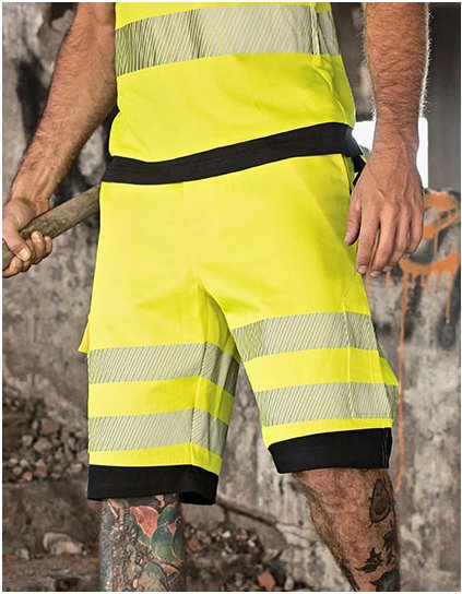 EOS Hi-Vis pracovní šortky s potiskem (Barva Signal Yellow, Velikost 46)