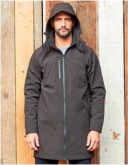 Pánský dlouhý softshellový kabát Achille (Barva Deep Black, Velikost S)