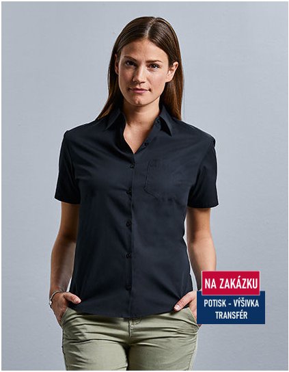 Ladies´ Short Sleeve Classic Pure Cotton Poplin Shirt  G_Z937F