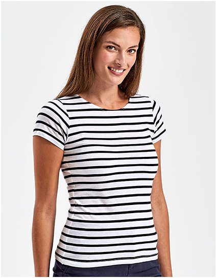 Dámské triko Marinière Coastal s krátkým rukávem (Barva White-Navy, Velikost XS)