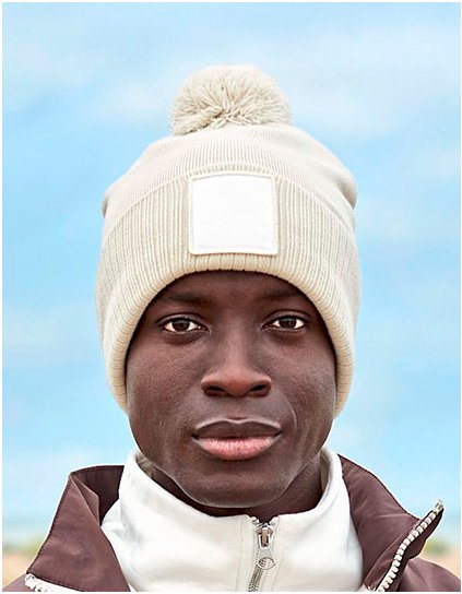 Čepice s nášivkou Pom Beanie (Barva Ash, Velikost One Size)