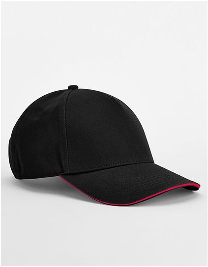 EarthAware® Classic Organic Cotton 5 Panel čepice  - Sandwich Peak (Barva Black, Velikost One Size)
