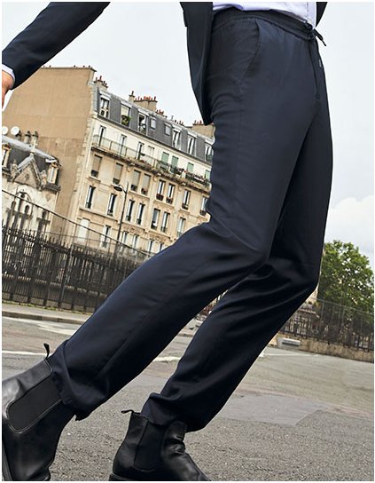 Pánské formální kalhoty s elastickým pasem Germain (Barva Deep Black, Velikost 34)