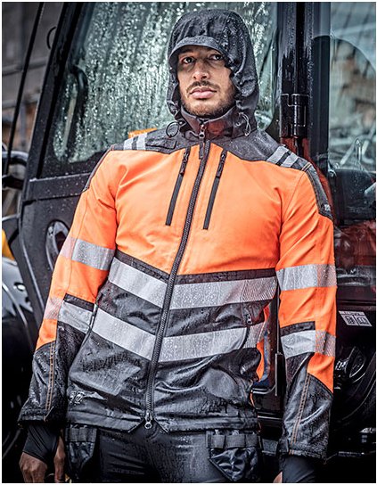 Hi-Vis X-Pro voděodolná skořepinová bunda (třída 2) (Barva Black, Velikost S)